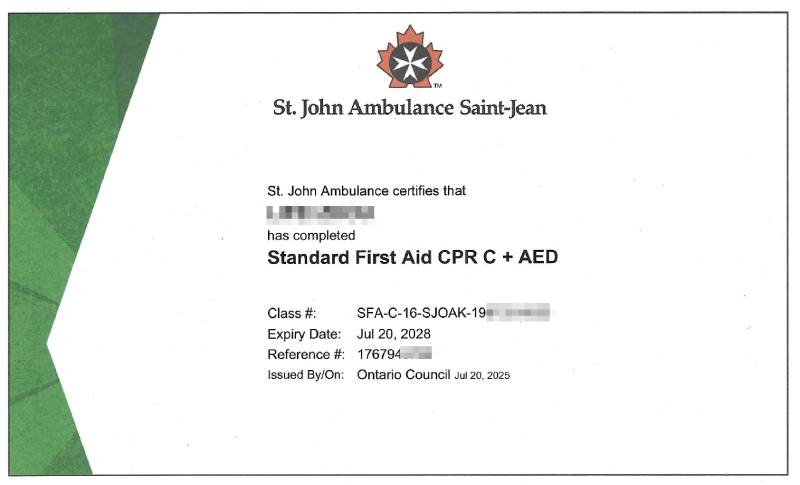 加拿大 First Aid 与 CPR-C 急救证书